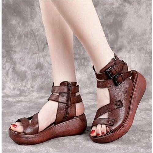 2021 New Summer Fish Mouth High-heeled Shoes Wedges with Womens Sandals Thick Bottom Fashion Platform Shoes Casual Beach Shoes