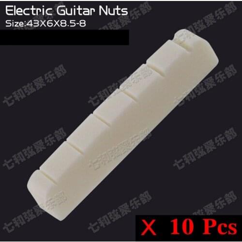 10 Pcs Bone 6 String Slotted Nuts For Electric Guitar / 43 x 6 x 8.5-8mm