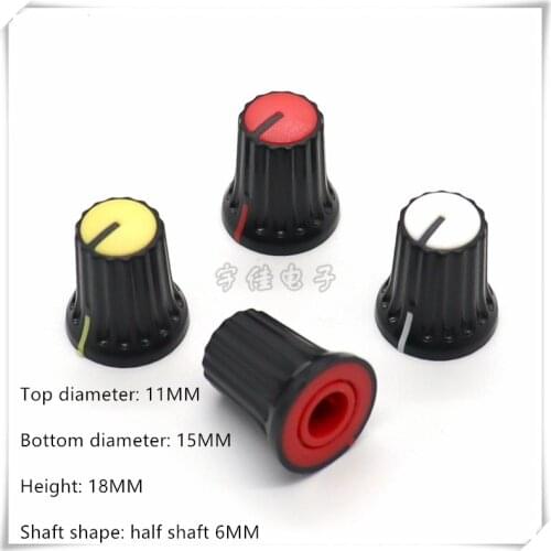 10 Piece 15×18MM half shaft plastic knob potentiometer rotary encoder volume switch knob suitable for D axis 6MM