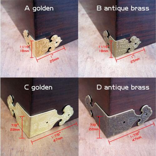 12pcs Decor Flower Silvery Golden Jewelry Box Chest Gift Wooden Case Book Menu Scrapbook Photo Album furniture Corner Protector