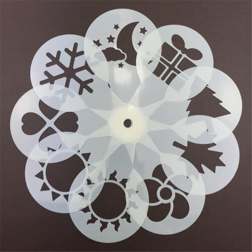 19Pcs Mold Coffee Milk Cake Cupcake Stencil Template Coffee Barista Cappuccino Template Strew Pad Duster Spray Tools