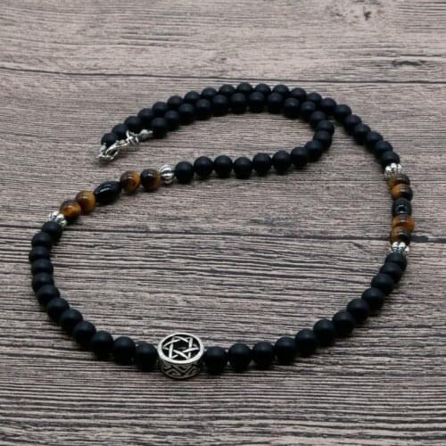 2018 Men Beaded Necklace Natural Stone Israel Star Of David Nacklace Men Religion Jewellery Spiritual Gifts For Him SU-03