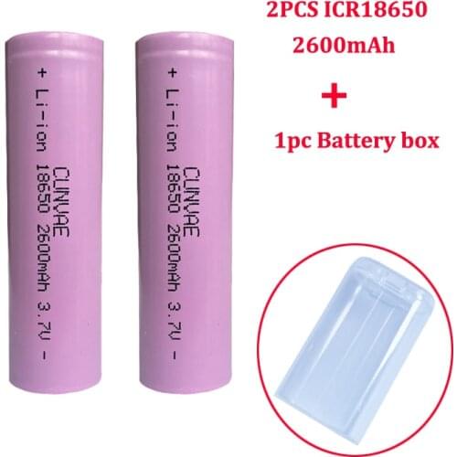 3.7V 18650 NCR18650B ICR18650 Rechargeable Li-ion battery 3.7V 2600mAh For Flashlight batteries + Storage box from RU