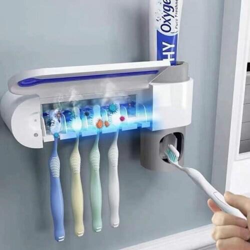 3 in 1 UV Toothbrush Holder Sterilizer Automatic Toothpaste Squeezer Dispenser For Toilet Home Bathroom Accessories Sets