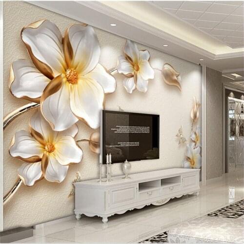 3D Stereo Relief Flower Modern Simple TV Background Wallpaper Living Room Seamless Wall Cloth Large Mural