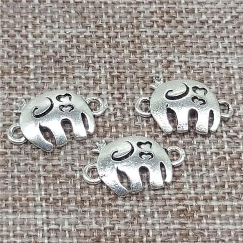 925 Sterling Silver Crown Queen Elephant Connector Charms for Bracelet Necklace
