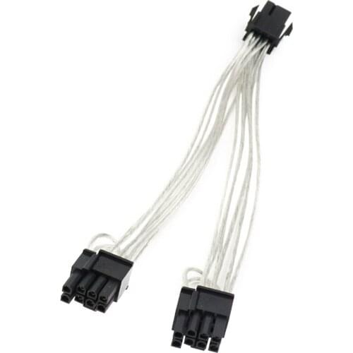 6PCS Computer GPU PCIe 6Pin/8 Pin Female To Dual 2X 8 Pin (6+2) Male PCI-Express Power Adapter Braided Y-Splitter Extension Cabl