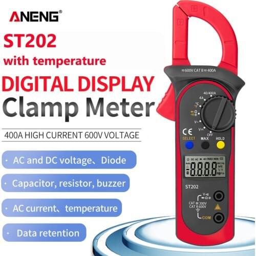 ANENG ST202 Digital Clamp Multimeter Resistance Ohm Transistor Testers AC/DC Current Voltmeter Lcr Clamp Meter with Temperature