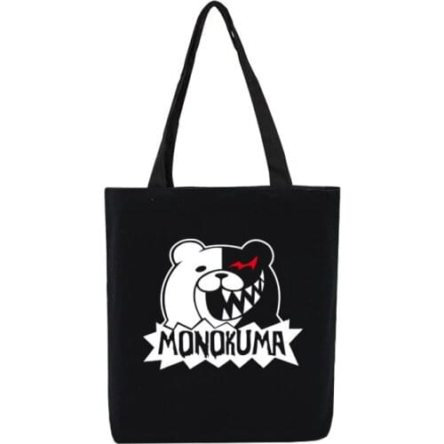 Anime Danganronpa Monokuma Black White Bear Simple Style Eco Canvas Bag Schoolbag Gift Bag Shoulder Shipping Bags Cosplay Prop