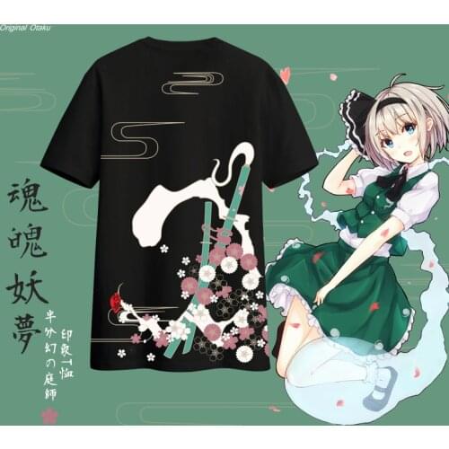 Anime! Touhou Project Youmu Konpaku Cosplay T-shirt Summer Fashion Leisure Vintage Cotton Short Sleeve Top Free Shipping