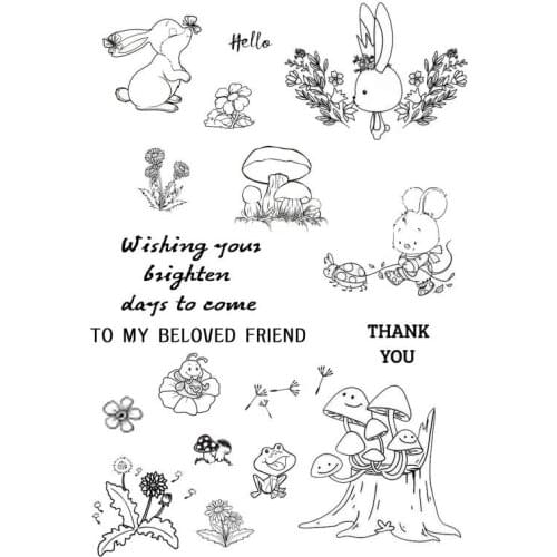 AZSG Mushroom Rabbit Bee Clear Stamps For DIY Scrapbooking/Card Making/Album Decorative Silicone Stamp Crafts
