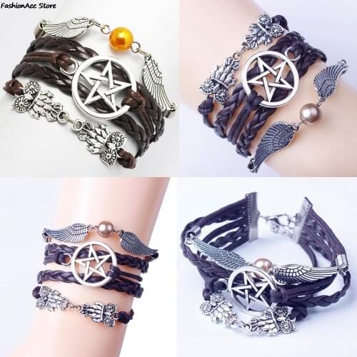 Infinity Hand Chain Braided Rope Friendship Bracelet Set Bracelets for Men Stylish Owl Angel Wings