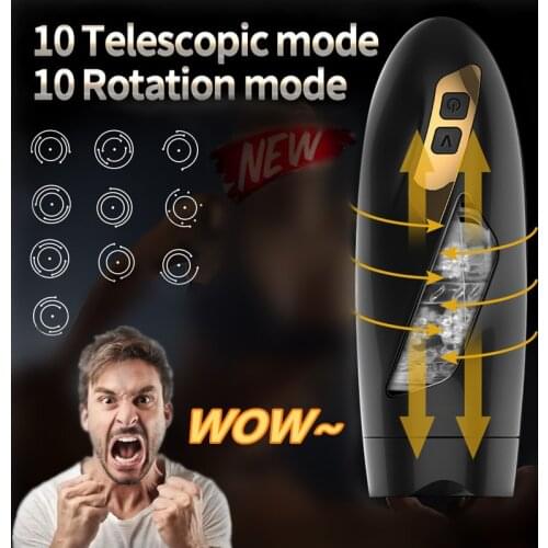 Big Size Auto Masturbator for Men Telescopic Rotation Piston Vagina Adult Toys 18+ Sex Toys Masturbating Overlord Aircraft Cup