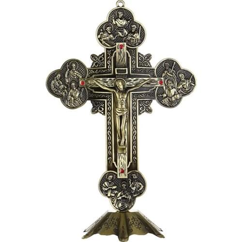 Church Relics Figurines Crucifix Jesus Christ On The Stand Cross Wall Crucifix Antique Chapel Home Decor Accessories