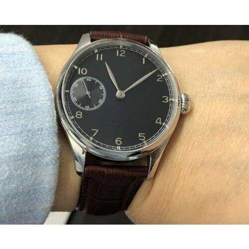 New Sapphire crystal or mineral glass 41mm black dial Asian 6497 movement Mens watch Mechanical watches Pilot watch GR05-21