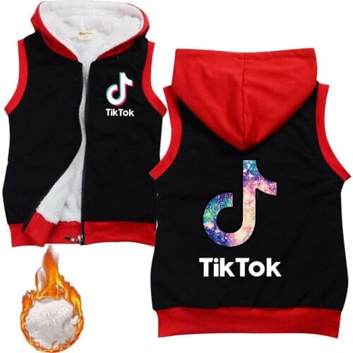 TIK TOK Children Fall Winter Vest Girl Thick Cotton Coat with Cap Collar Childrens Clothing Boys Casual Vest