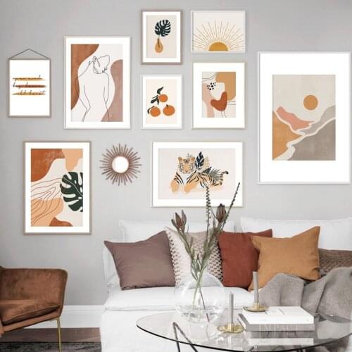 Girl Curve Body Tiger Abstract Landscape Wall Art Canvas Painting Nordic Posters And Prints Wall Pictures For Living Room Decor