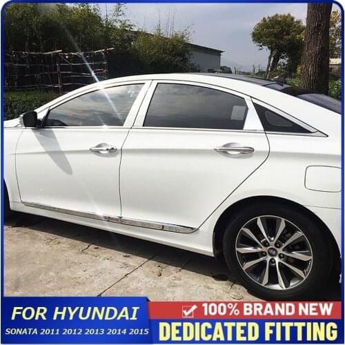 For Hyundai Sonata 2011 202 2013 2014 2015 Car Center Pillar Window Sill Cover Frame Moldings Sticker Auto Parts