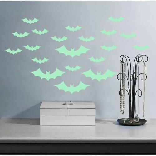 Fluorescent Bat Wall Sticker Luminous Sticker Halloween Luminous Bat Luminous Mask Sticker Witch Peeping Wall Sticker
