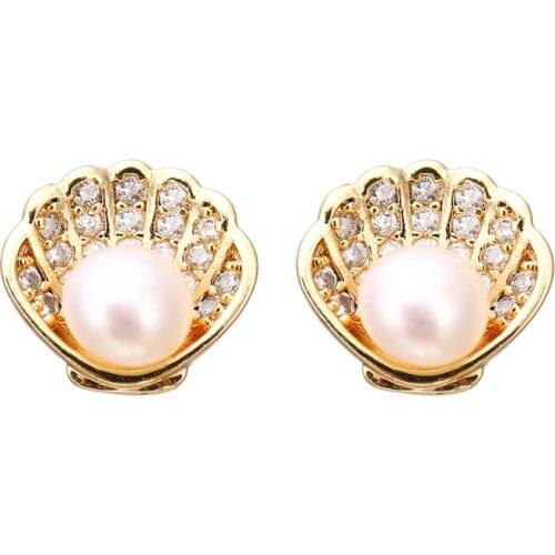 Bettyue Ingenious Design Pearls Within The Mussels Ocean Style For Women Exquisite Stud Earring Charming Ornament Wedding Party