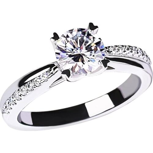 Love Four-claw Carat Diamond Real 925 Sterling Silver Rings Women Engagement Wedding Party Luxury Elegant Gift for Girlfriend