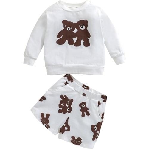 Lioraitiin 0-4Years Toddler Baby Girl 2Pcs Autumn Cute Clothing Set Long Sleeve Animal Printed Top Shorts Outfit