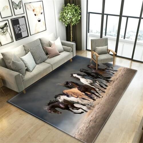 Horse Carpet Living Room 3D Animal Sofa Carpet Large Mats Kitchen Anti-slip Water absorption Sponge Mat For Bathroom Bedroom Rug