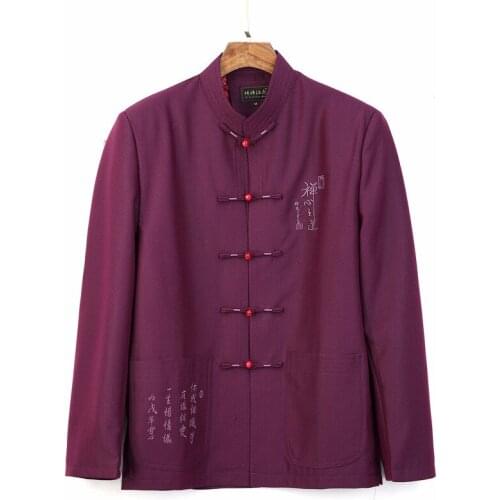 New Arrival Mens Jacket Coat Tragitional Chinese Style Embroidery Outwear Tang Clothing hombre chaqueta Size M L XL XXL XXXL