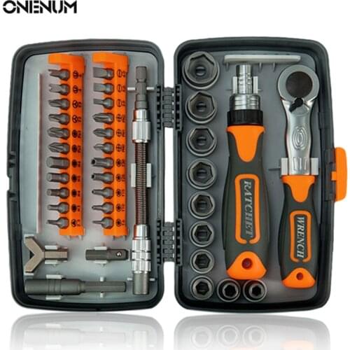 ONENUM 38 In 1 Screwdriver Set M5-M14 Socket Ratchet Magnetic Screw Driver Bits Kit Repair Hand Tools For Mobile Phone Laptop PC