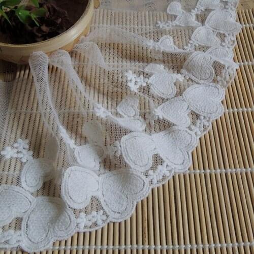 Latest Embroidery Guipure Flower Lace Fabric 13cm White Laces Trim Tulle Love Lace Ribbon Sewing Craft Supplies dentelle LX15