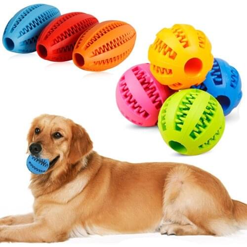 1PC New Tooth Ceaning Puppy Chew Toys Pet Products Balls Dog 7Colors Interactive Cat Rugby Pet Toy Odontoprisis Natural Rubber
