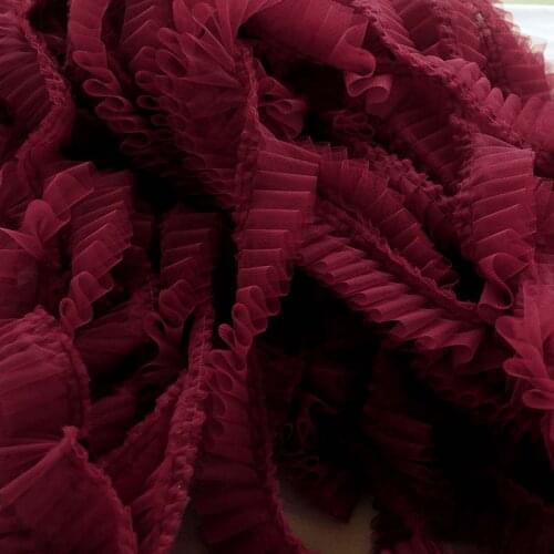 New Color 10Yards 5cm/2'' 1 Layer 9colors Fine Quality Mesh Pleat Ruffles Lace Trim Accessory X644