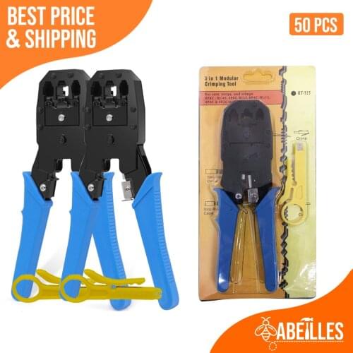 50pcs Network RJ45 RJ11 RJ12 Crimping Tool Crimp Crimper Cable Cutter Plier Stripper