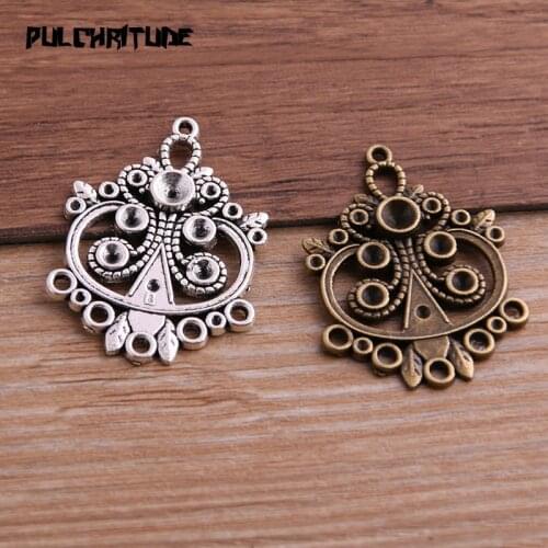 6pcs 27*36mm Two Color Zinc Alloy Necklace Charm Jewelry DIY Hollow Connector Pendant Necklace