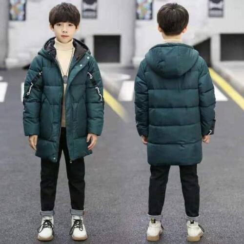 Winter 2019 Fashion Thick Parkas For 6 8 10 12 14 Year Baby Boys Winter Outerwear Long Sleeve Hooded Parka Coat Kids Boy Clothes