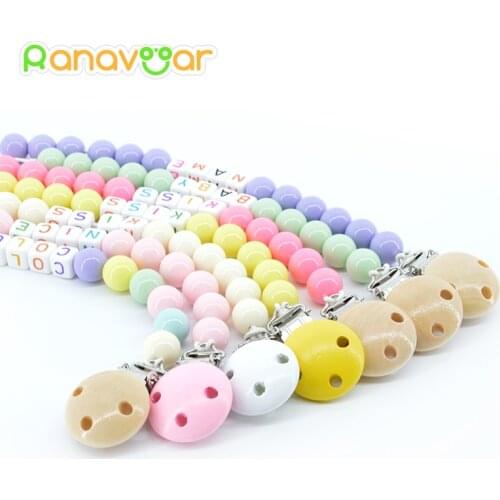 Personalised- Any Name Pacifier Clips Gift Dummy Handmade Pacifier Chain Holder Baby Nipple Feeding Garment Wooden Clip NZL05