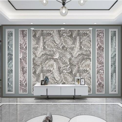 Custom wallpaper 3d Nordic minimalist tropical plant leaf mural retro European and American pastoral combination background wall