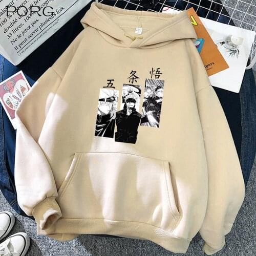 Jujutsu Kaisen Anime Print Gojo Satoru Pullover Loose Unisex Hoodie Autumn Cartoon Style