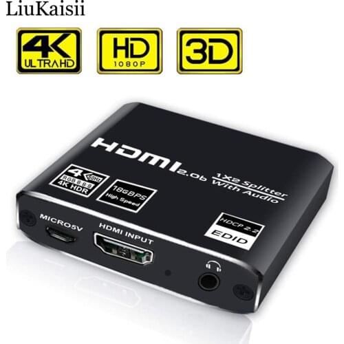 4K HDMI Splitter Full HD 1080P Video Adapter 1X2 Split 1 in 2 Out Amplifier Dual Display For HDTV DVD PS3 Xbox with 3.5mm Audio