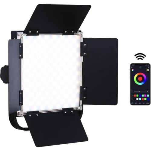 Andoer VL576 RGB LED Video Light Bi-Color Temperature 2700-9999K Photography Light with Barndoor for Studio Outdoor Photography