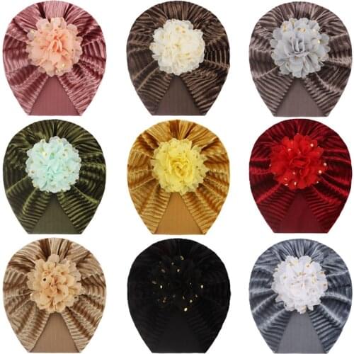 Solid Floral Sequin Hat Beanie Headwear Baby Accessories Cute Newborn Baby Infant Girl Boys Toddler Comfy Bowknot Hospital Cap