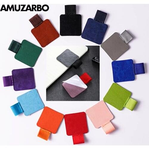 Self-adhesive Leather Pen Clip Pencil Elastic Loop for Notebooks Journals Clipboards Pen Holder