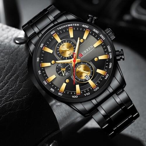 Top Brand CURREN Watch for Men Fashion Quartz Sports Wristwatch Chronograph Clock Date Watches Stainless Steel Male Watch