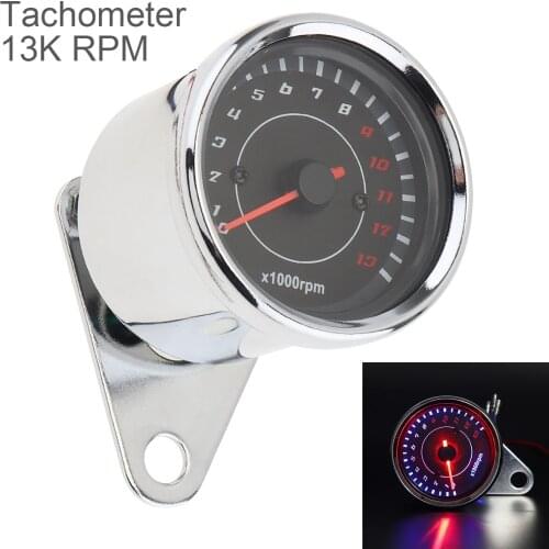 Universal Motorcycle Tachometer 12V Silver Metal Case LED Electronic Speedometer Suitable for Motorcycle / Motorbike