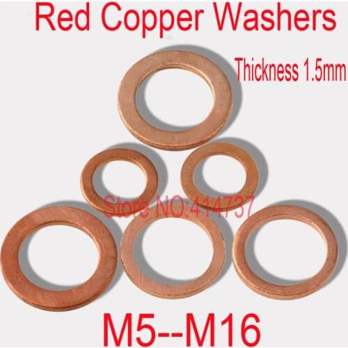 High Quality M5--M16 Thickness 1.5mm Red Copper Washers Flat Seal Washer Copper gaskets