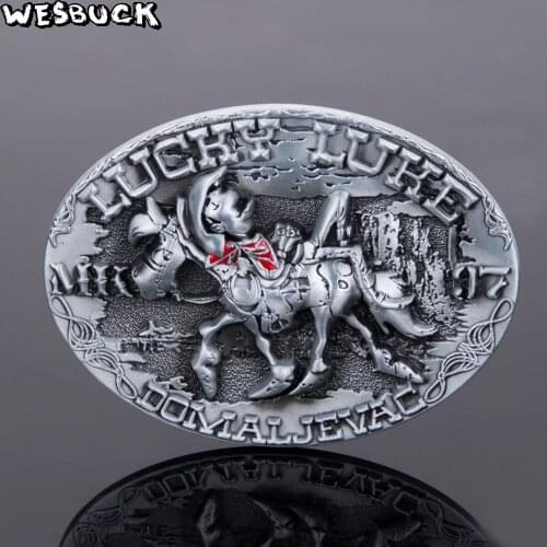 WesBuck Brand 3D Western Lucky Luke Belt Buckle Cowboy Cowgirls Paracord Buckle Luxury Hebilla