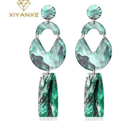 XIYANIKE New Korean Big Acrylic Long Drop Earrings For Women 2019 Jewelry Fashion Resin Leopard Dangle Earrings Bohemian Gift