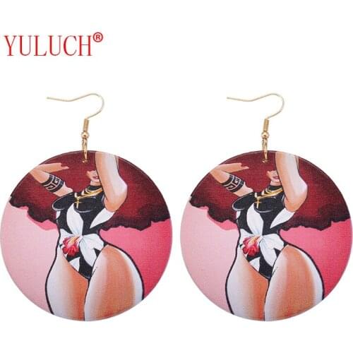 YULUCH 2018 Bohemian sexy woman painted pattern pendant for African natural wooden fashion woman jewelry gift