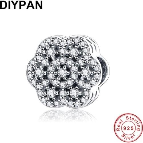 925 Sterling Silver Fit Original Pandora Charms Bracelet Sparkling Snowflake Charm Women Fashion Silver Jewelry Berloque