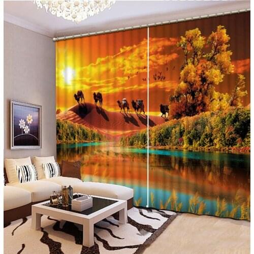 Golden curtains 3D Window Curtain Dinosaur print Luxury Blackout For Living Room scenic curtain